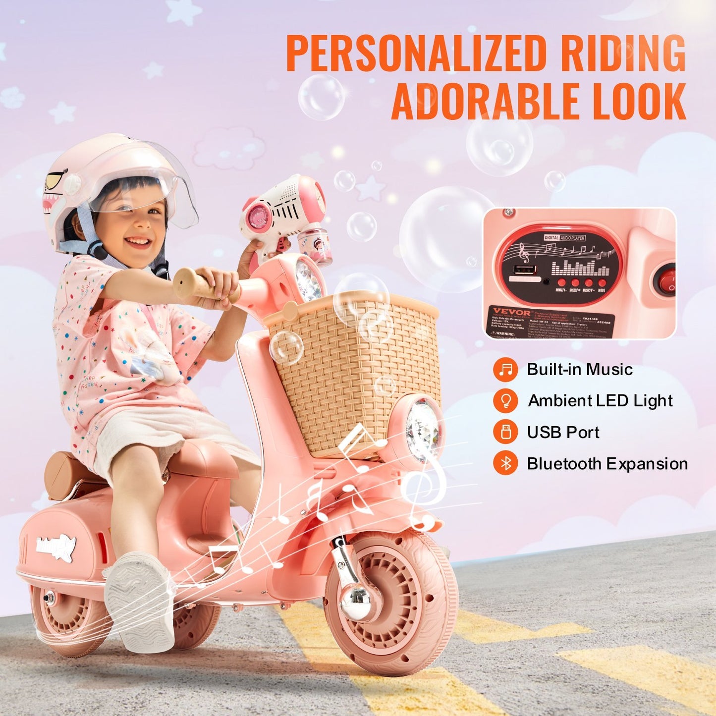 Kids Ride On Motorcycle 6V Electric Motor Trike With LED For Kids Aged 3