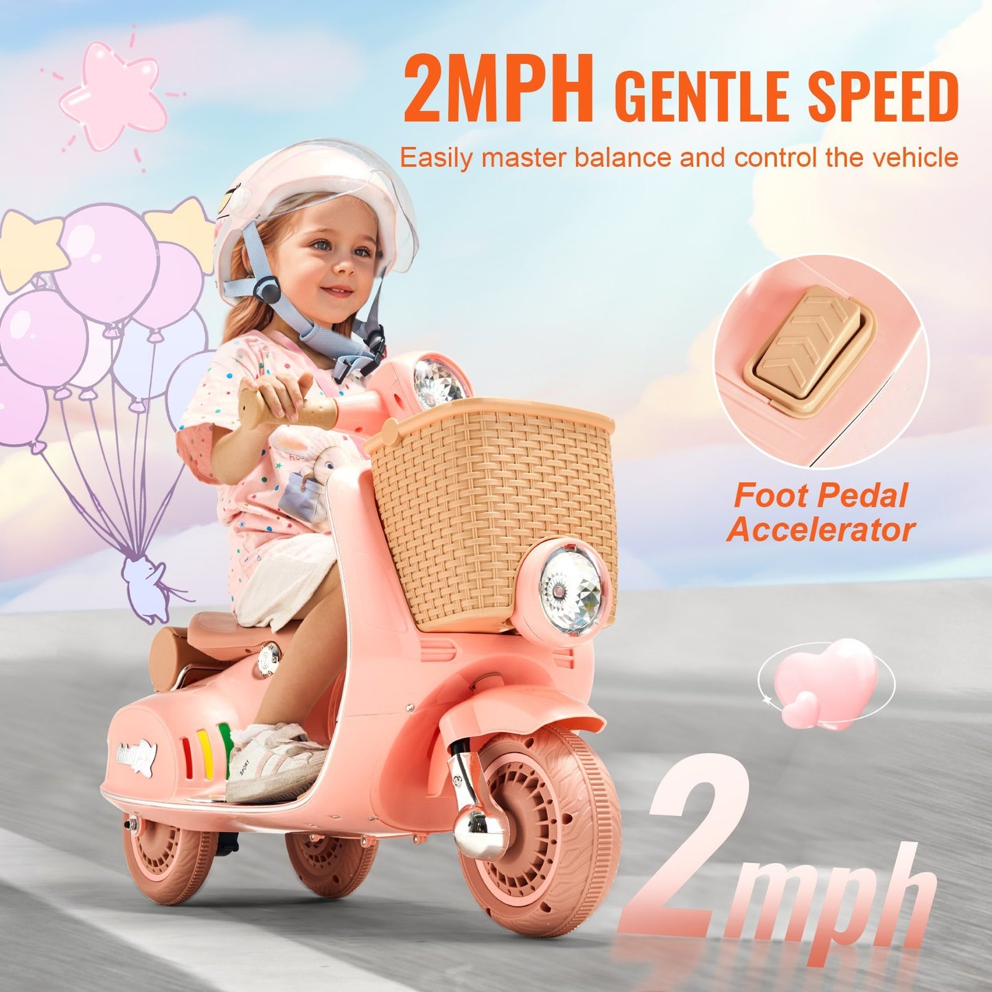 Kids Ride On Motorcycle 6V Electric Motor Trike With LED For Kids Aged 3