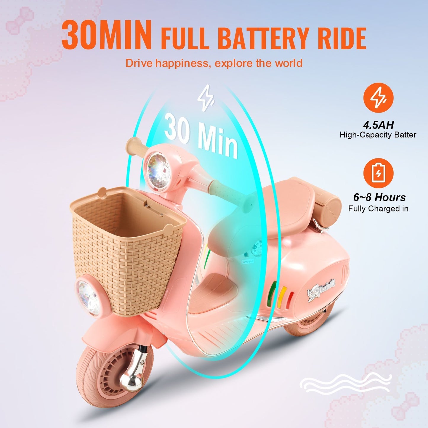 Kids Ride On Motorcycle 6V Electric Motor Trike With LED For Kids Aged 3