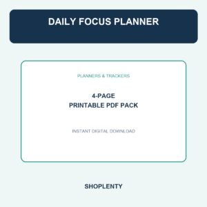 Daily Focus Planner Printable PDF Pack