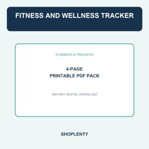 Fitness and Wellness Tracker Printable PDF Pack