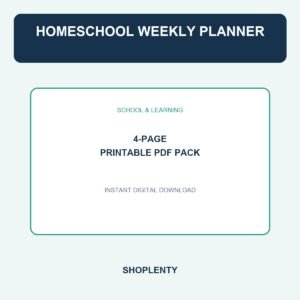 Homeschool Weekly Planner Printable PDF Pack