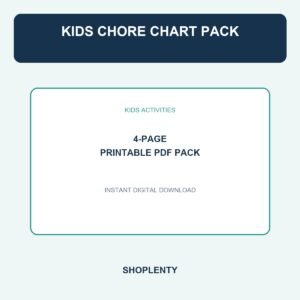 Kids Chore Chart Pack Printable PDF Pack