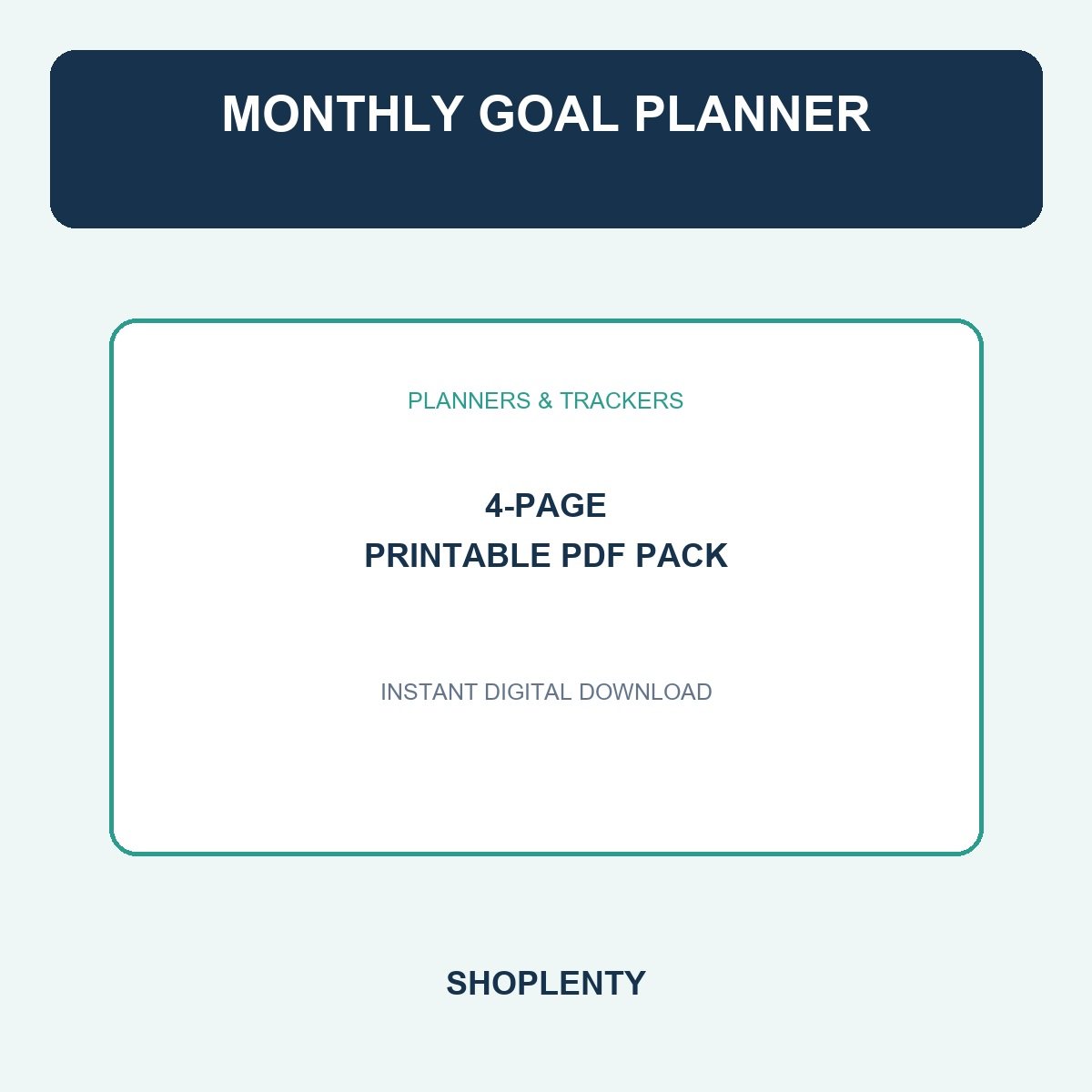 Monthly Goal Planner Printable PDF Pack