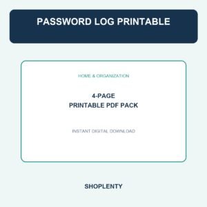 Password Log Printable Printable PDF Pack