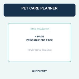 Pet Care Planner Printable PDF Pack