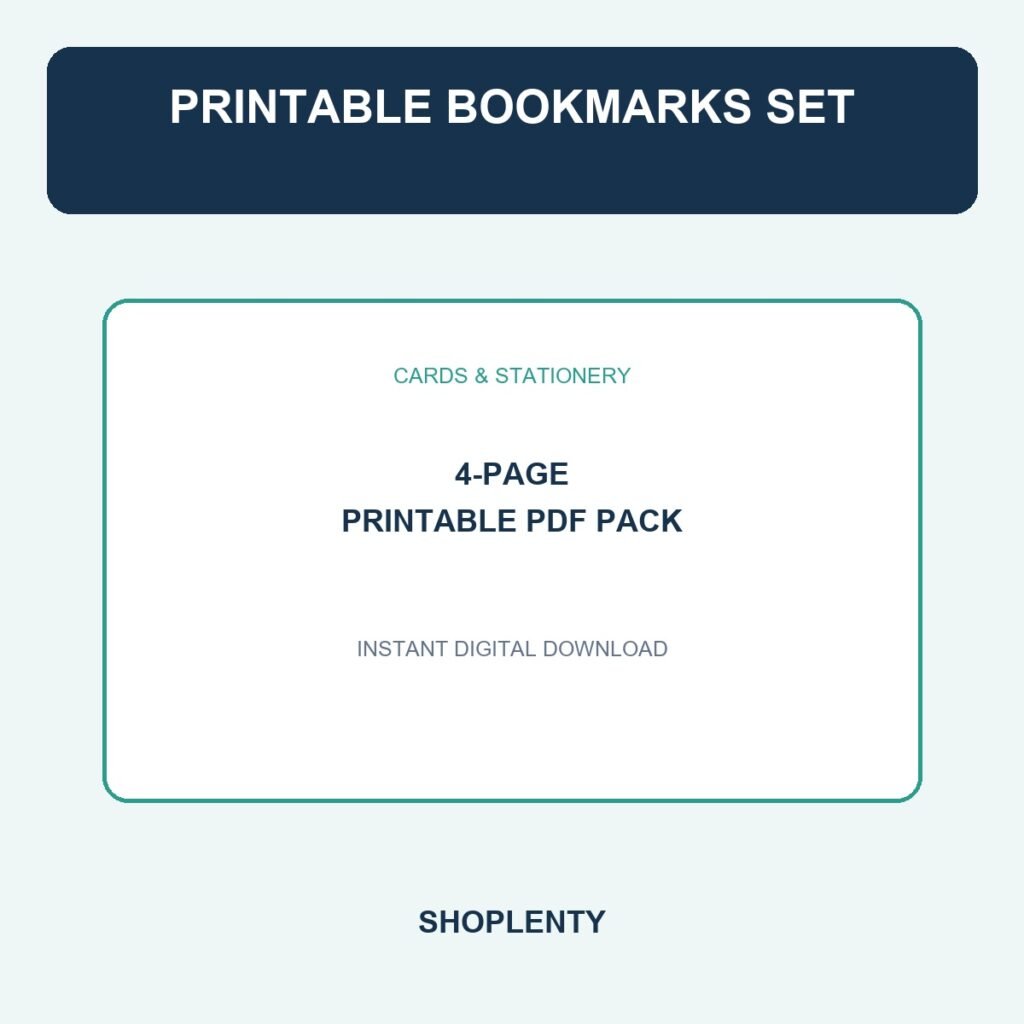 Printable Bookmarks Set Printable PDF Pack