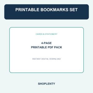 Printable Bookmarks Set Printable PDF Pack