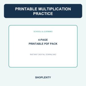 Printable Multiplication Practice Printable PDF Pack