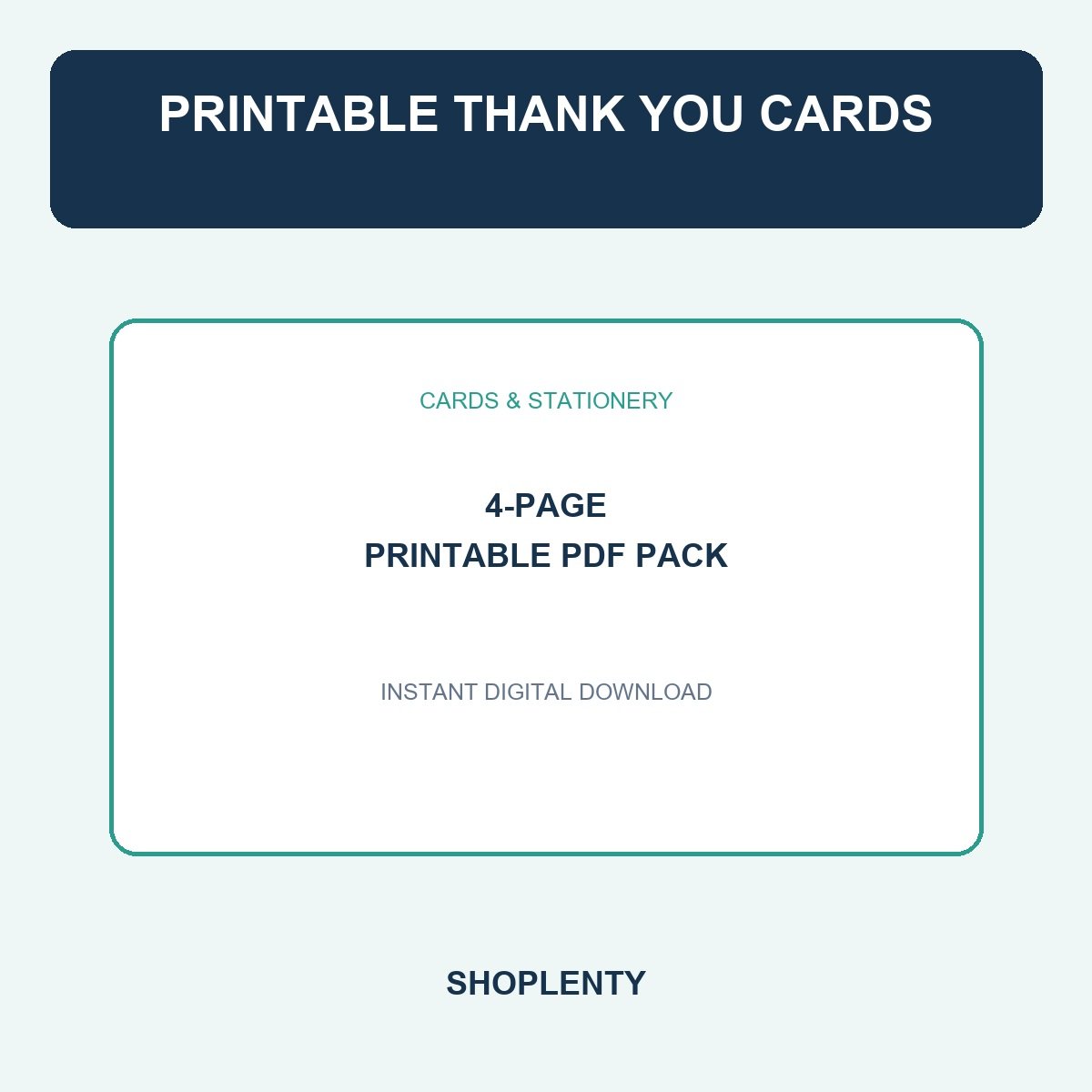 Printable Thank You Cards Printable PDF Pack