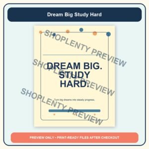 Dream Big Study Hard Printable Wall Art Bundle watermarked product preview 1