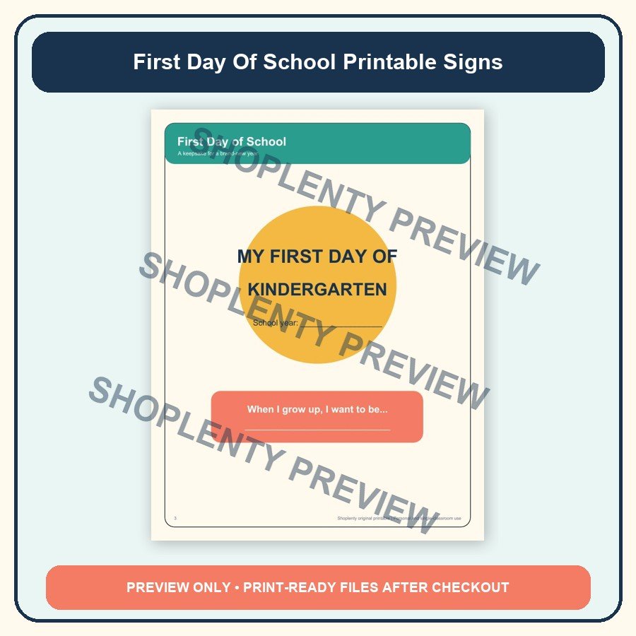 First Day Of School Printable Signs watermarked product preview 3