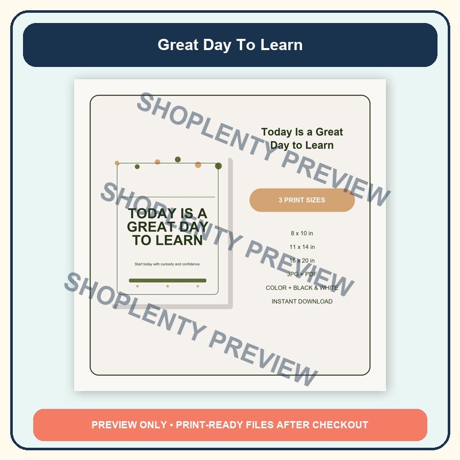 Great Day To Learn Printable Wall Art Bundle watermarked product preview 2