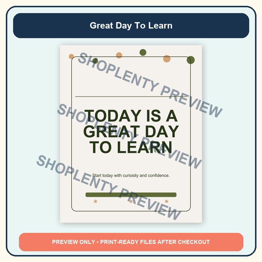 Great Day To Learn Printable Wall Art Bundle watermarked product preview 1