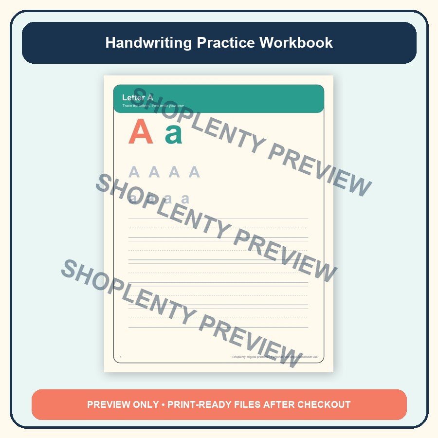 Handwriting Practice Workbook watermarked product preview 1