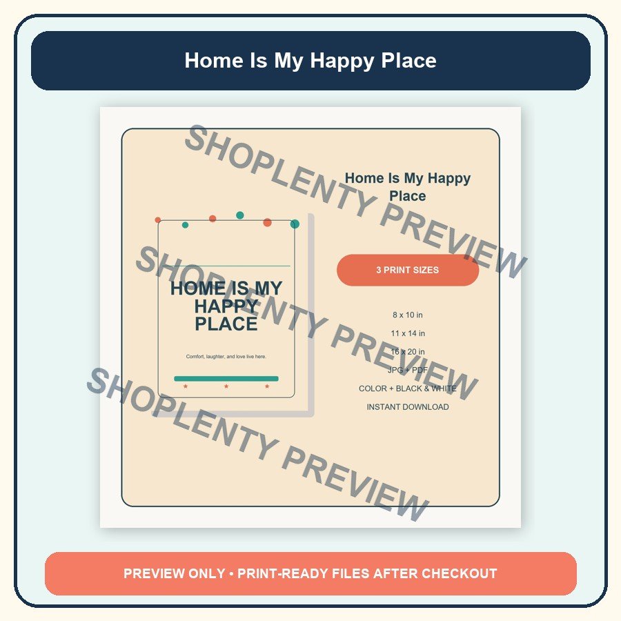 Home Is My Happy Place Printable Wall Art Bundle watermarked product preview 2