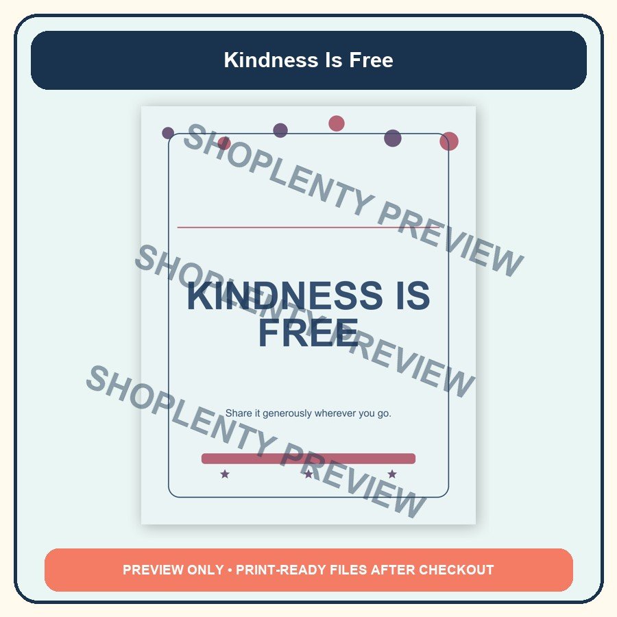 Kindness Is Free Printable Wall Art Bundle watermarked product preview 1