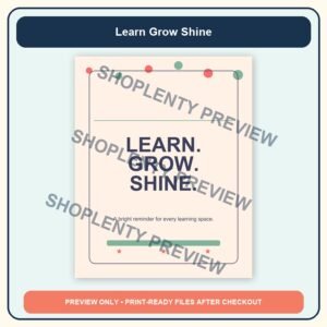 Learn Grow Shine Printable Wall Art Bundle watermarked product preview 1
