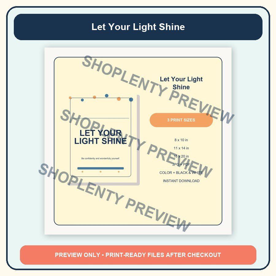Let Your Light Shine Printable Wall Art Bundle watermarked product preview 2