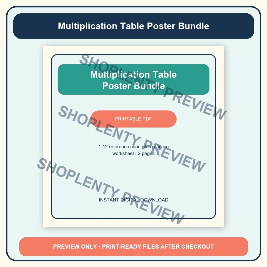 Multiplication Table Poster Bundle watermarked product preview 3