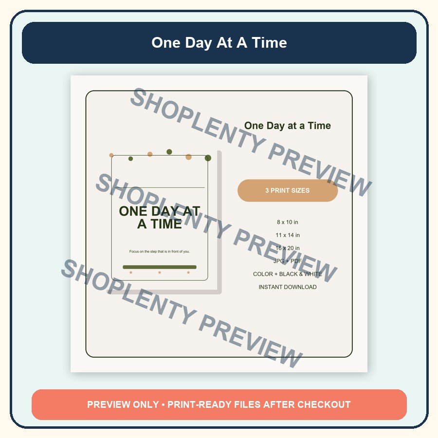 One Day At A Time Printable Wall Art Bundle watermarked product preview 2