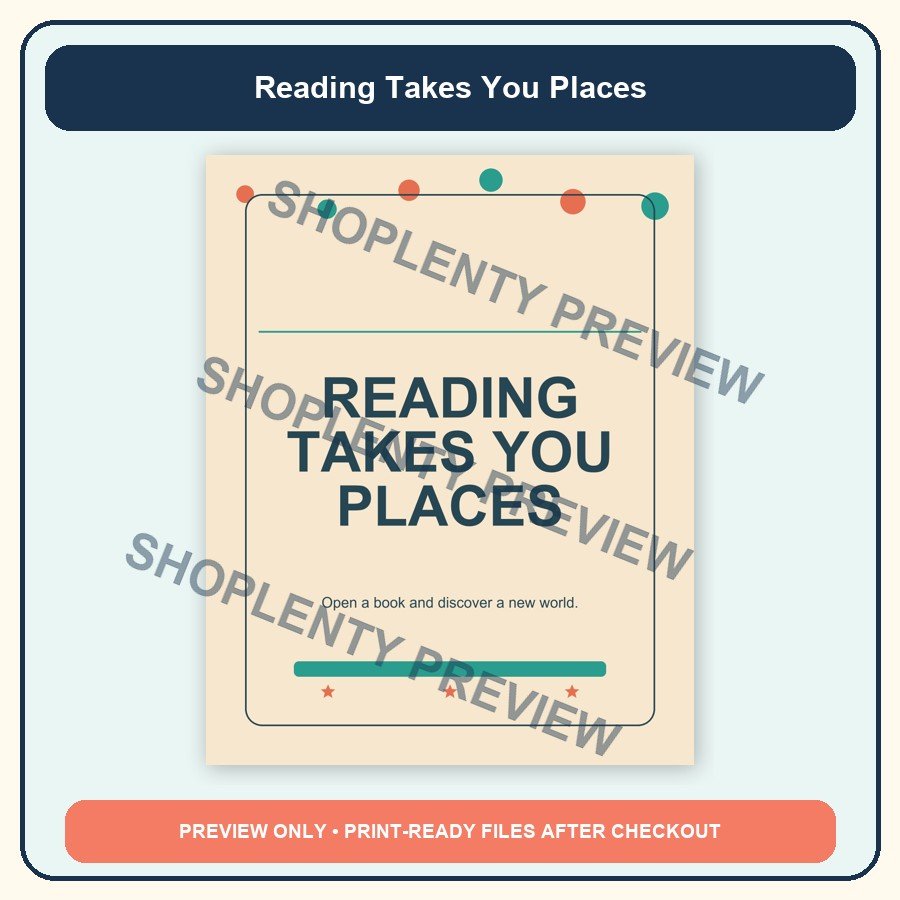 Reading Takes You Places Printable Wall Art Bundle watermarked product preview 1