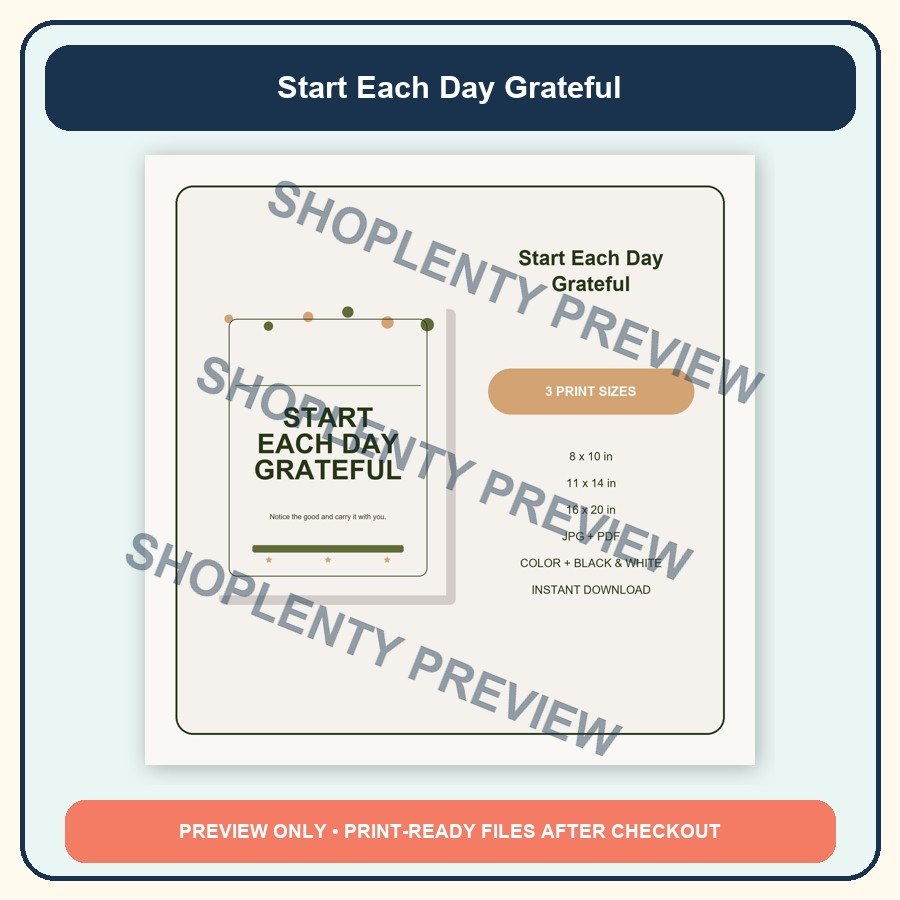 Start Each Day Grateful Printable Wall Art Bundle watermarked product preview 2