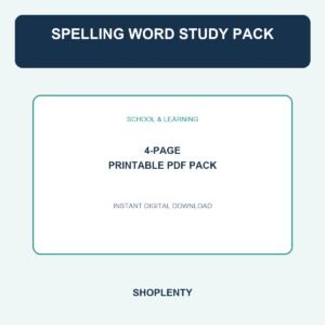Spelling Word Study Pack Printable PDF Pack