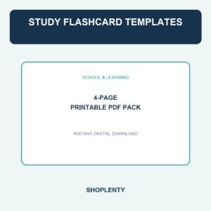 Study Flashcard Templates Printable PDF Pack