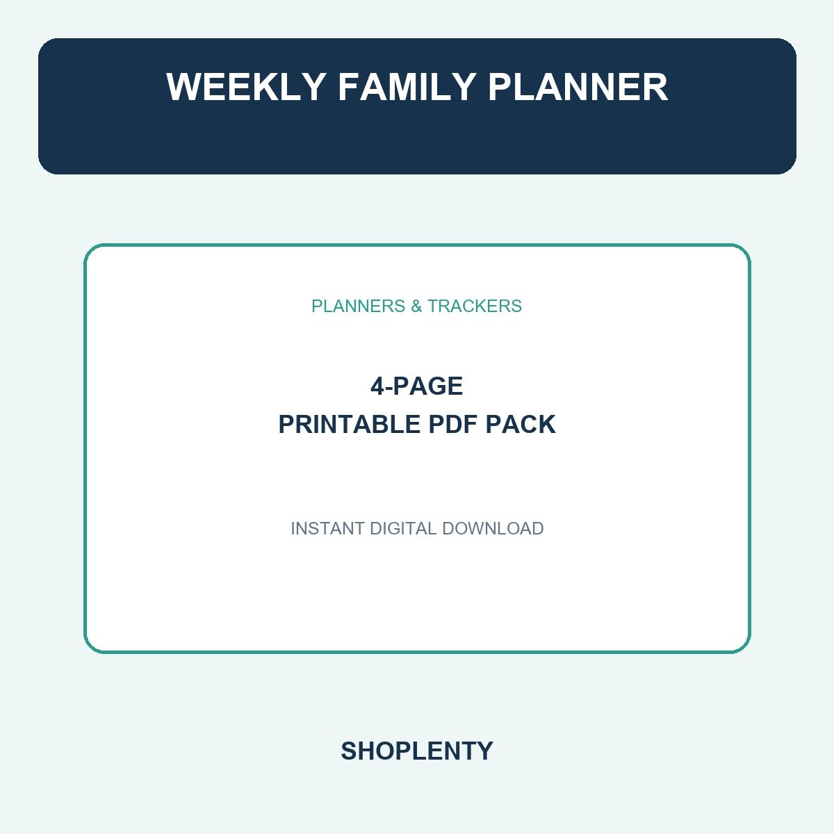 Weekly Family Planner Printable PDF Pack